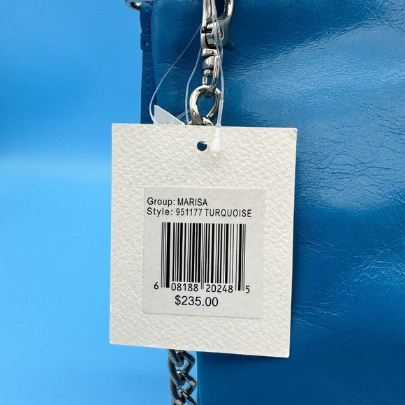 462. NWT Badgley Mischka Teal Tassel Shoulder Bag with Wristlet - Picture 8 of 8